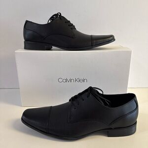 NWB Calvin Klein Mens Oxford Shoe 34F4280 Size 9.5M Black Bram Diamond Leather